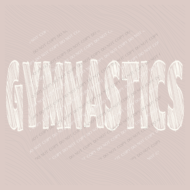 Gymnastics Scribble in Cream White Digital Design, PNG