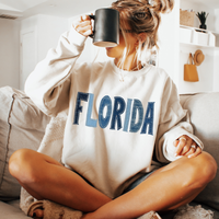 Florida Denim Patch Stitched Digital Design, PNG