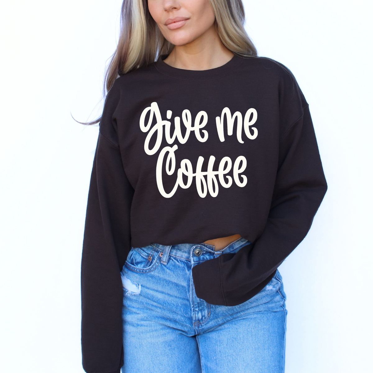 Give me Coffee Script in Off-white Digital Design, PNG