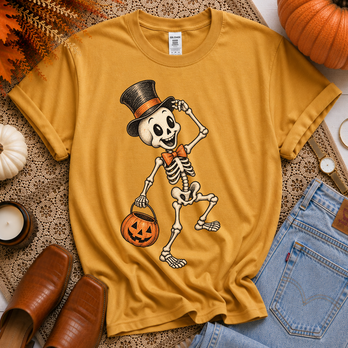 Halloween Skeleton Vintage Sketch Digital Design, PNG