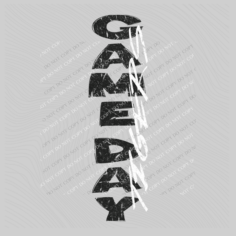 Game Day Tigers Vertical Distressed in Black & White Digital Design, PNG