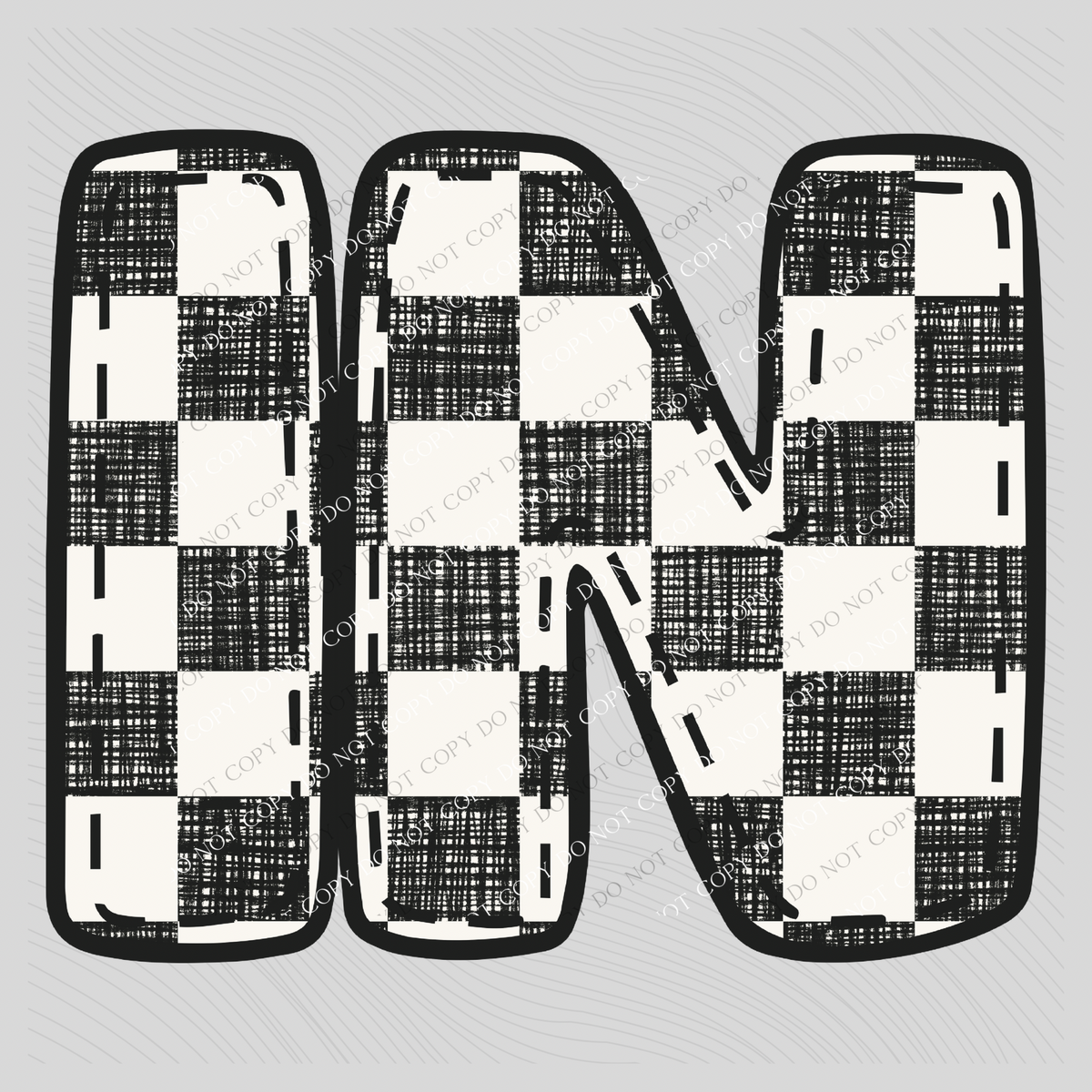 IN Indiana Bubble Stitch Distressed Checkers Black White Digital Design, PNG