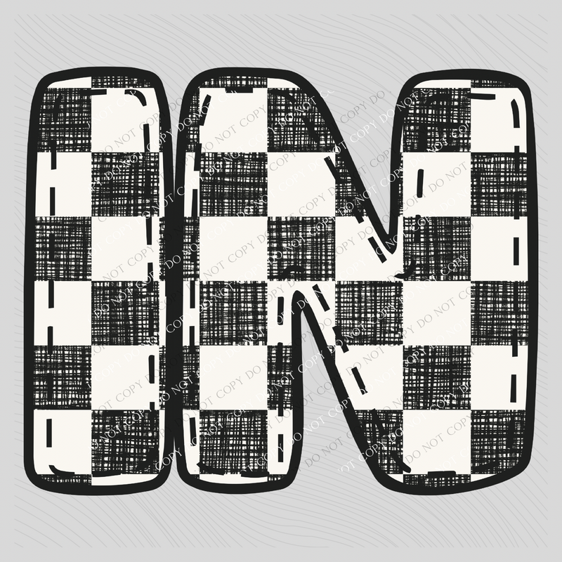 IN Indiana Bubble Stitch Distressed Checkers Black White Digital Design, PNG
