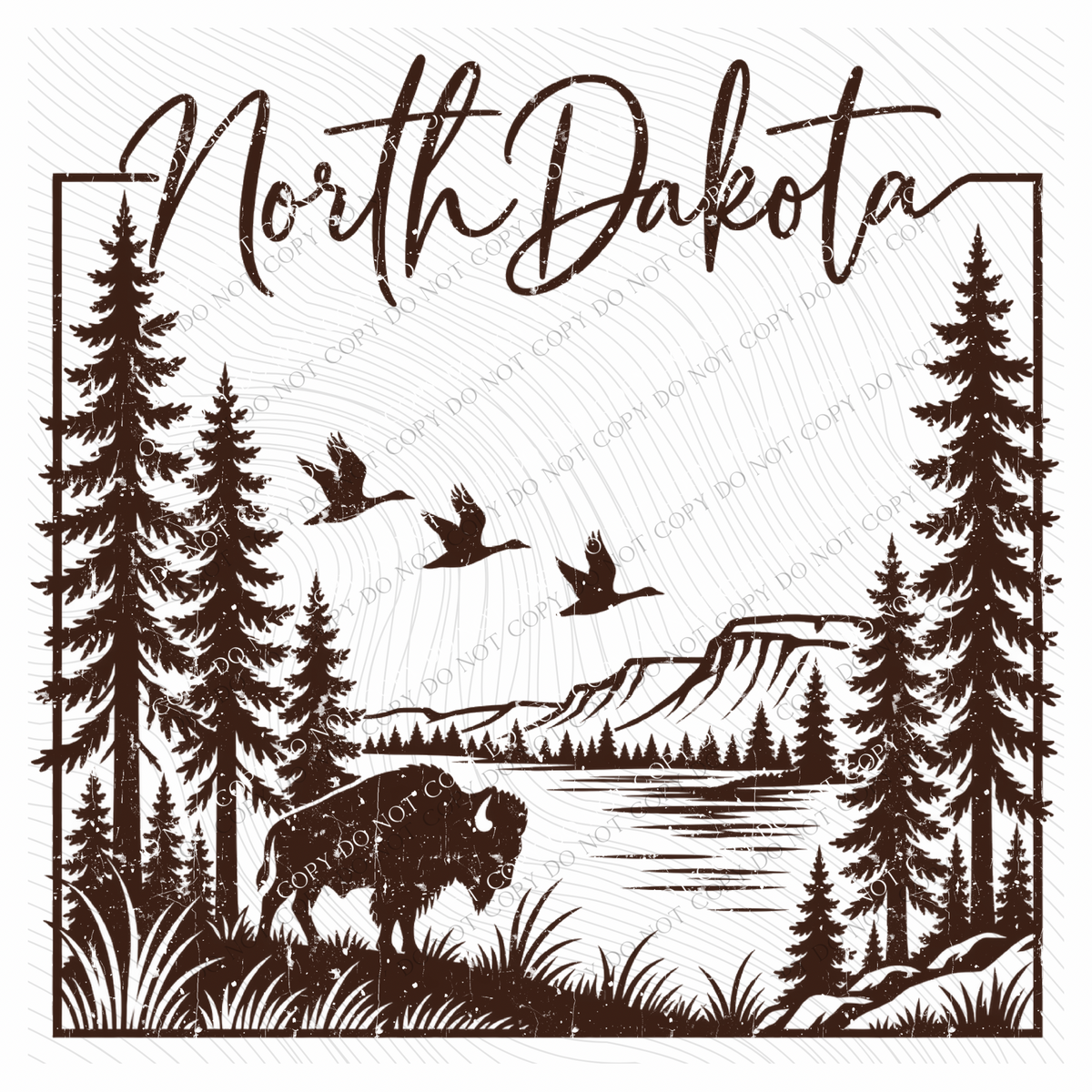 States Nature Scenery Silhouette (includes both brown & cream with purchase) Digital Design, PNG