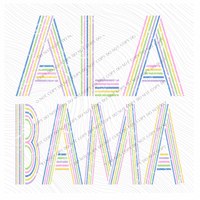 Alabama Retro Lines Distressed in Fun Pastel Colors Digital Design, PNG