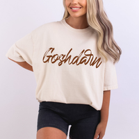 Goshdarn Western Script in Brown Digital Design, PNG