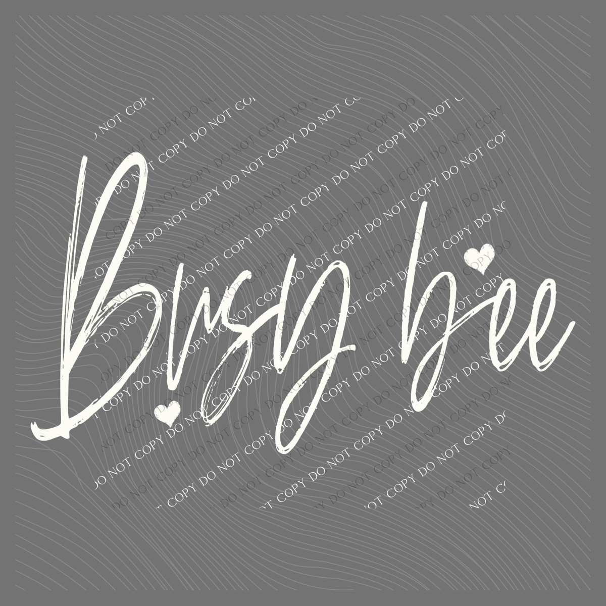 Busy Bee Sketched Script Hearts in Off-white Digital Design, PNG