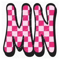 MN Minnesota Retro Checkers in Pinks Digital Design, PNG