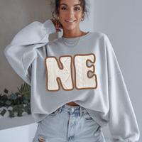 Nebraska NE Sweater Patch in Cream & Brown Digital Design, PNG
