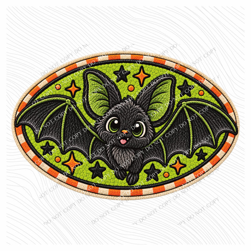 Bat Halloween Chenille Patch Digital Design, PNG