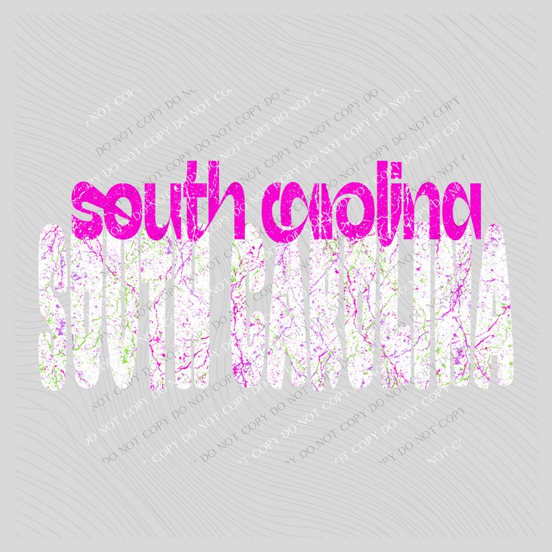 South Carolina Crackle in Neons & White Digital Design, PNG