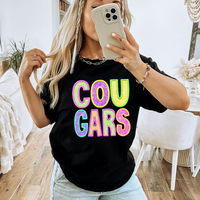 Cougars Faux Embroidery Diamond in Multi Neons Digital Design, PNG