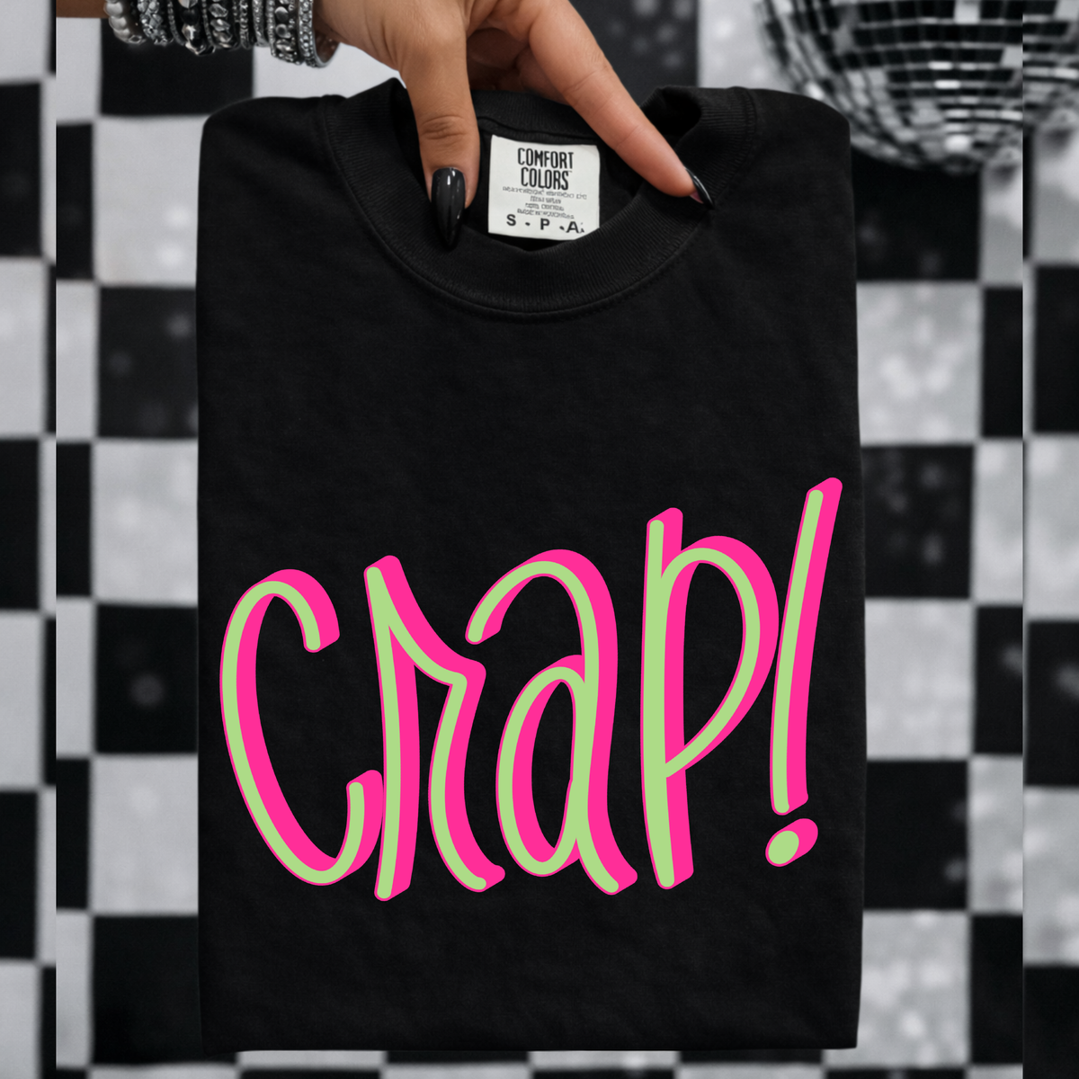 Crap! 3D Sassy Script Bright Pink & Green Digital Design, PNG