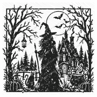 Witch Silhouette Digital Design, PNG
