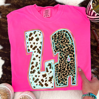 LA Louisiana Turquoise Glow Gold Foil Western Leopard & Cow Print Digital Design, PNG Only