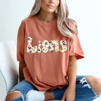 Lions Floral Retro Shadow Distressed Digital Design, PNG