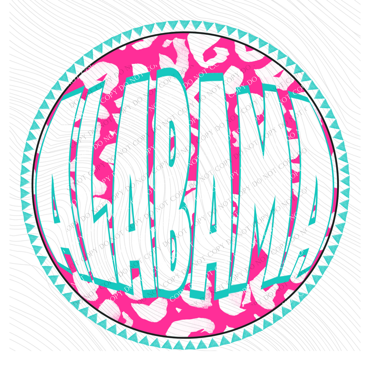 Alabama Groovy Leopard Shadow & Non Shadow (both included) Cutout in Pink & Teal Digital Design, PNG