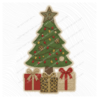 Christmas Tree & Gifts Leopard & Lace Digital Design, PNG