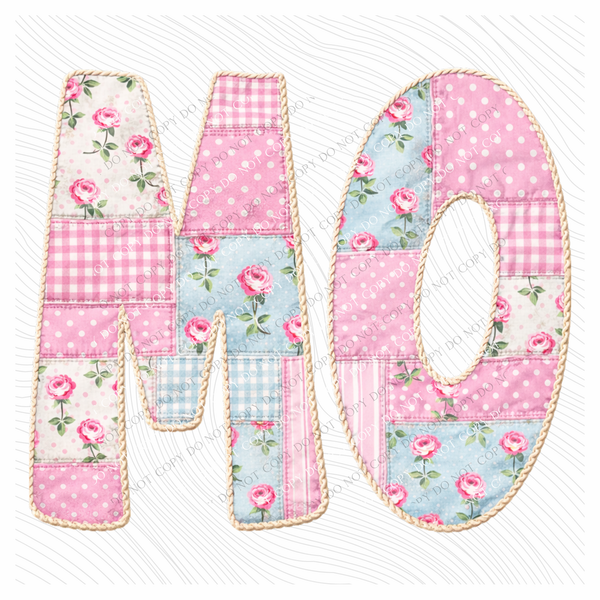 MO Missouri Quilted Dainty Floral Digital Design, PNG