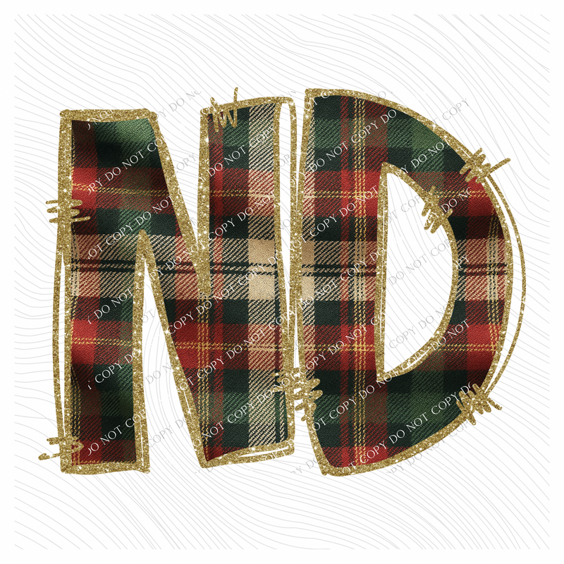 North Dakota Glitter & Plaid Digital Download, PNG