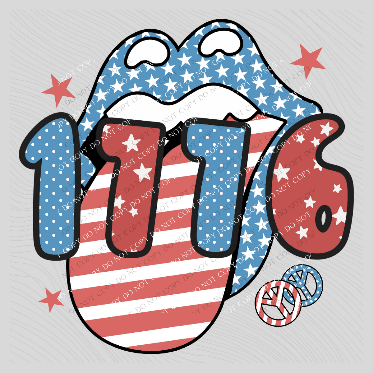 1776 Patriotic Lips & Tongue Digital Design, PNG