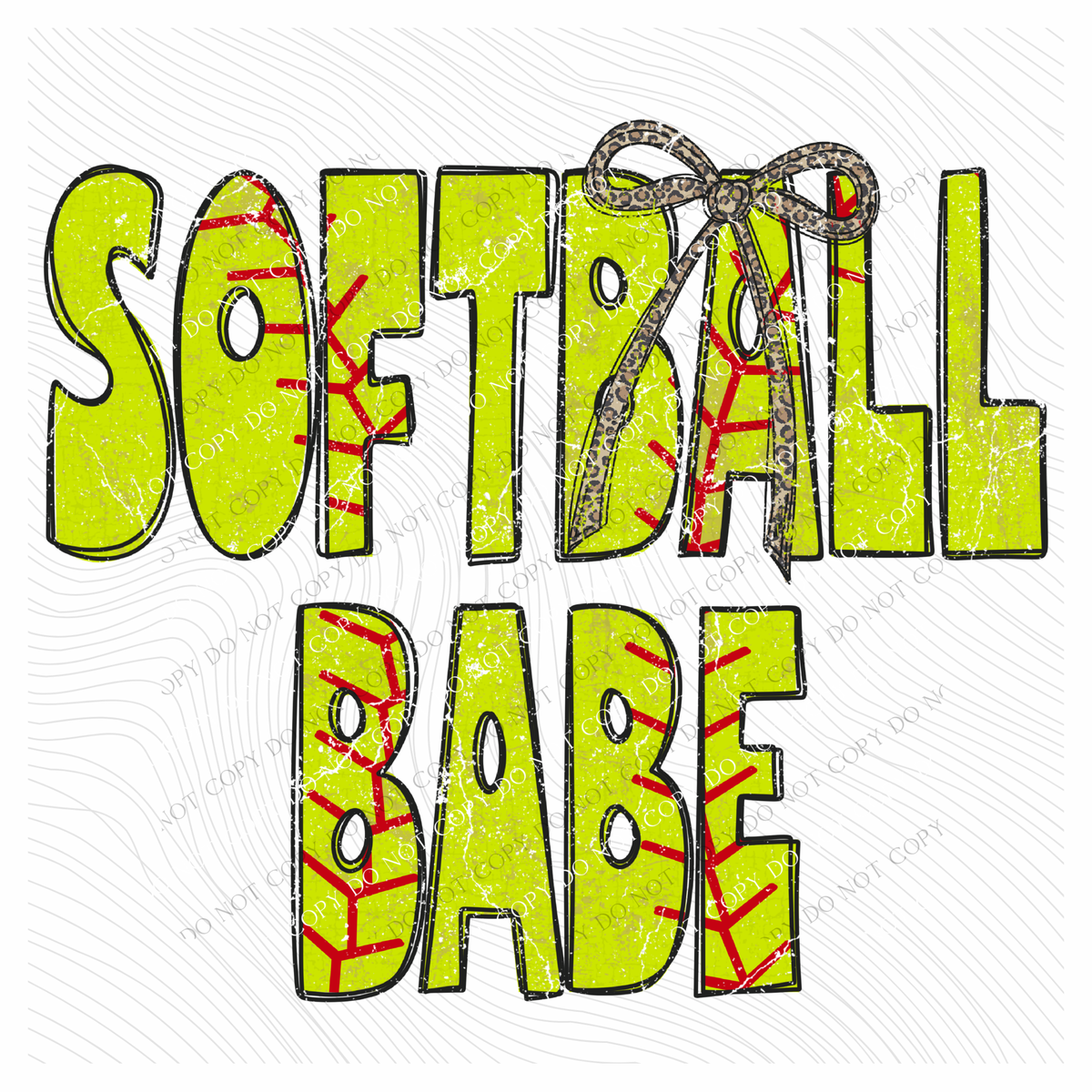 Softball Babe Softball Stitch Leopard Bow Doodle Distressed Digital Design, PNG