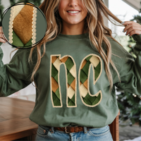 NC North Carolina Stitched Argyle Fur Digital Download, PNG