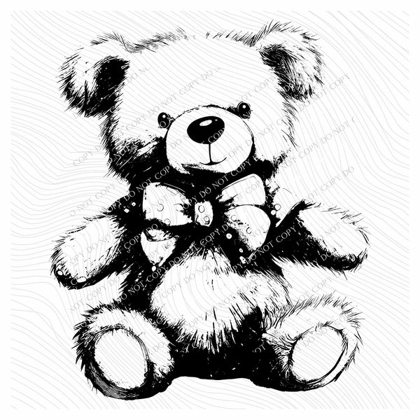 Teddy Bear Black Outline Digital Design, PNG