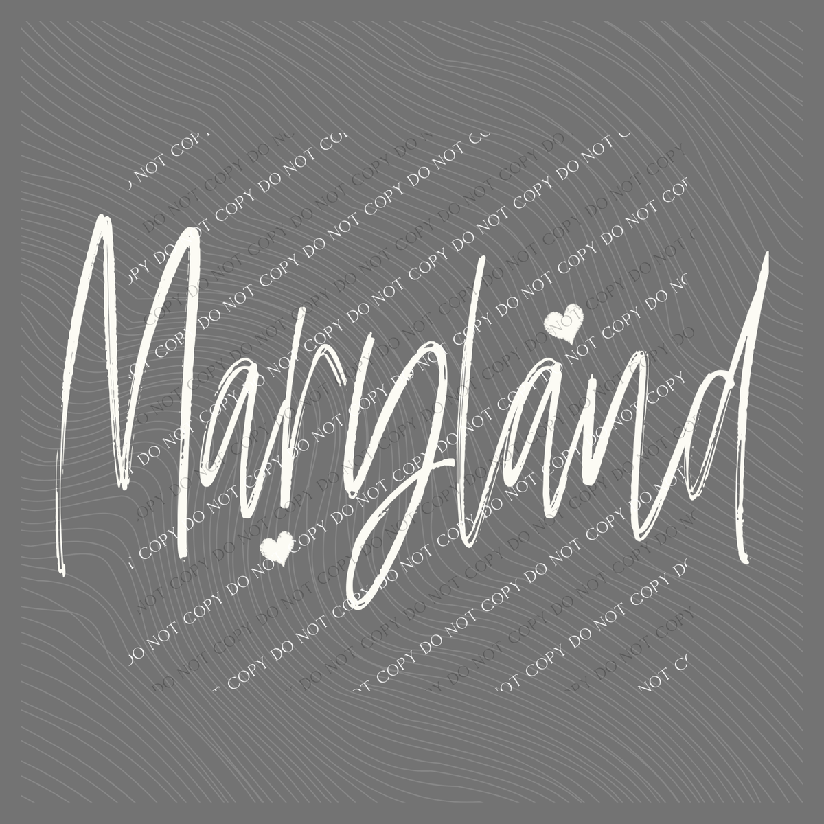 Maryland Sketched Script Hearts in Off-white Digital Design, PNG