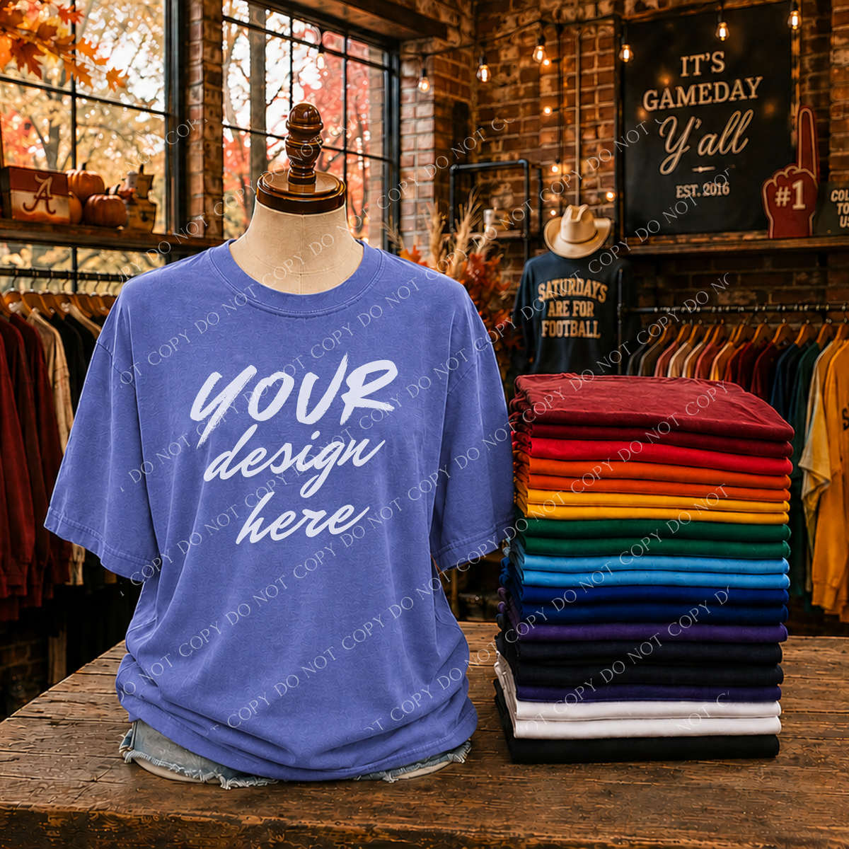 Game Day Blank Mockup, Comfort Colors Flo Blue
