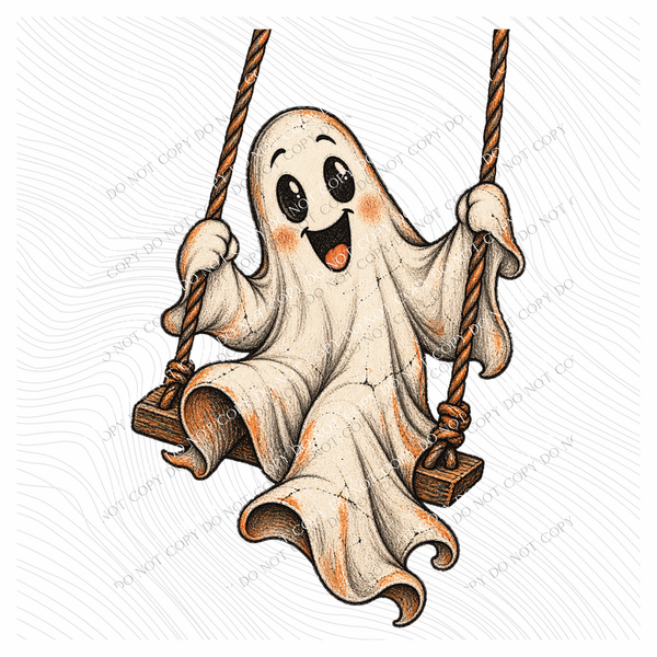 Swinging Ghost Vintage Sketch Digital Design, PNG
