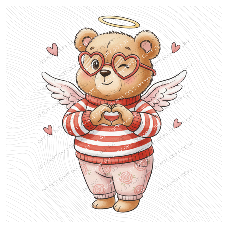 Heart Hands Whimsy Bear Valentine’s Sketch Digital Design, PNG