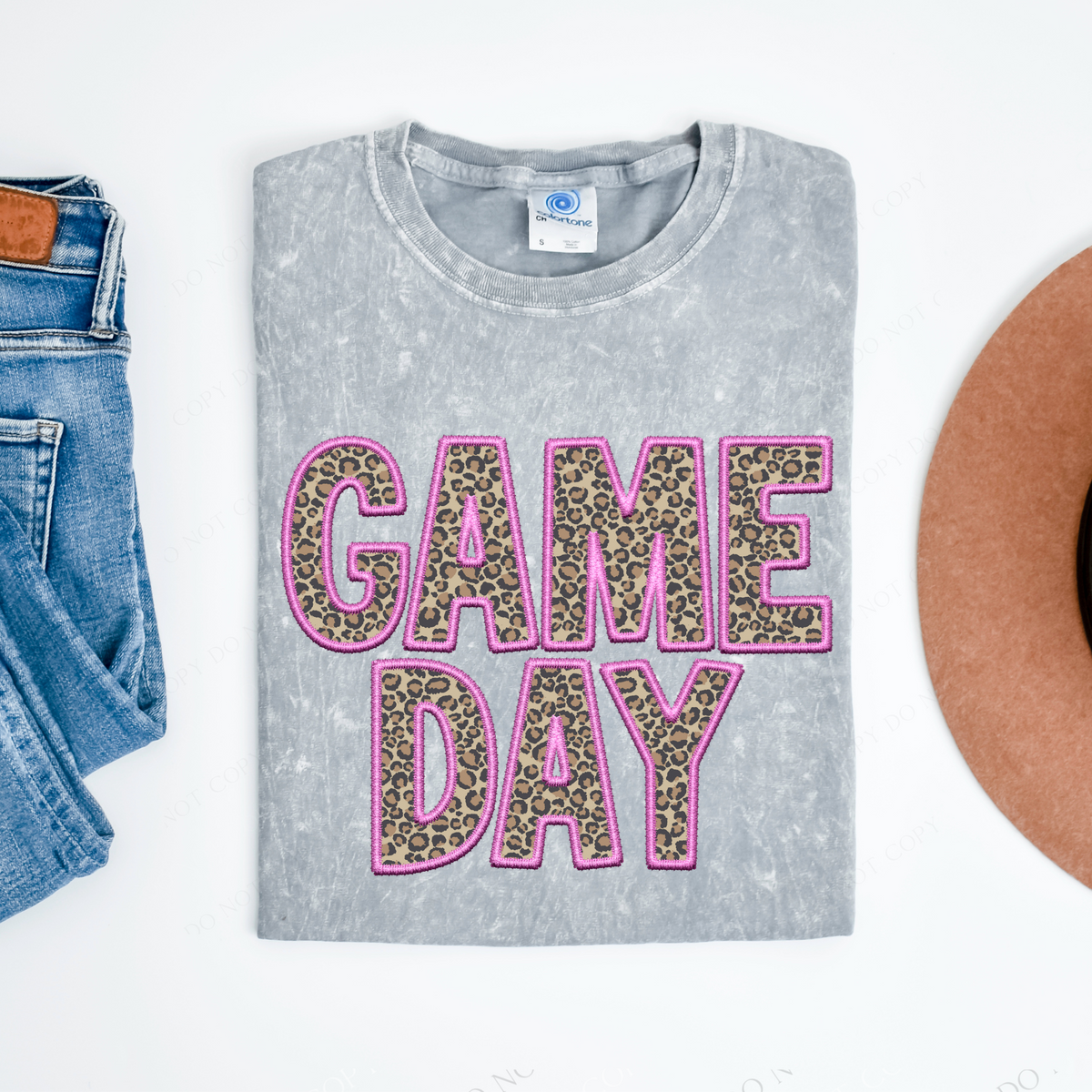 Game Day Leopard Embroidery Bright Pink and Leopard Digital Design, PNG