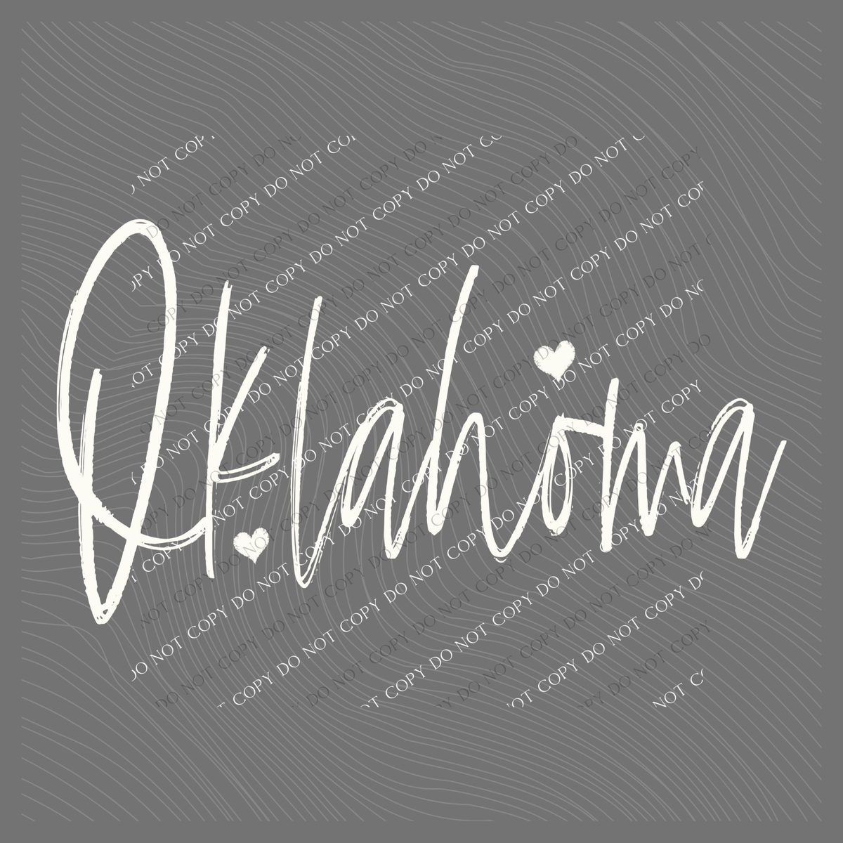 Oklahoma Sketched Script Hearts in Off-white Digital Design, PNG