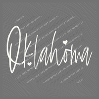 Oklahoma Sketched Script Hearts in Off-white Digital Design, PNG
