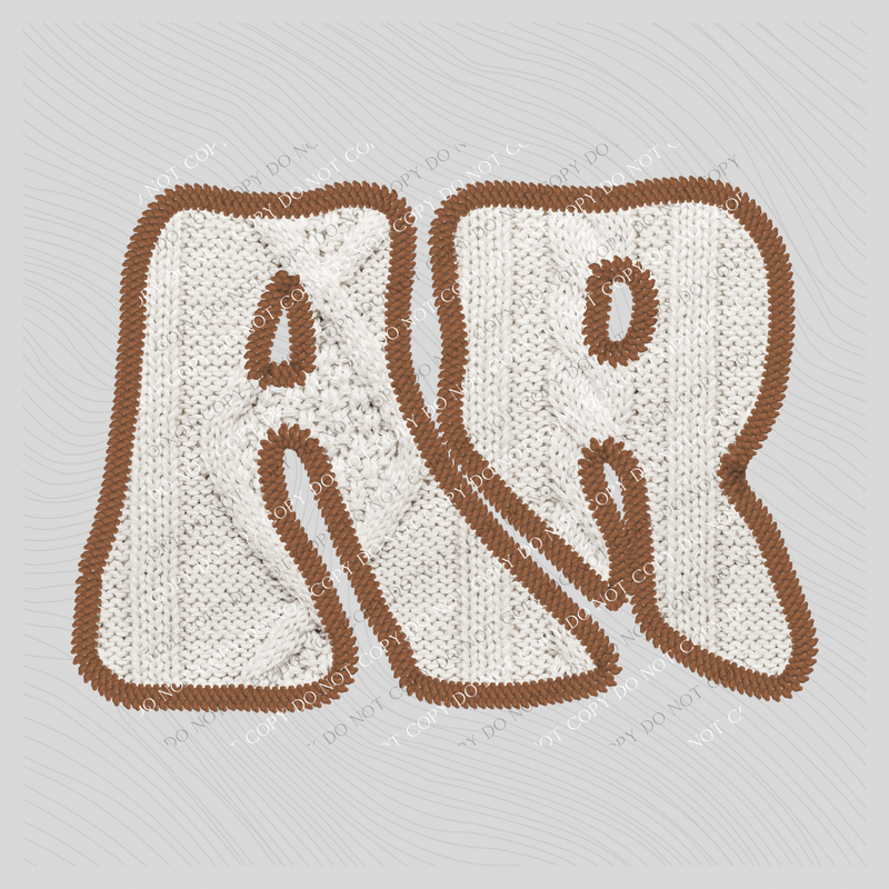 Arkansas AR Sweater Patch in Cream & Brown Digital Design, PNG