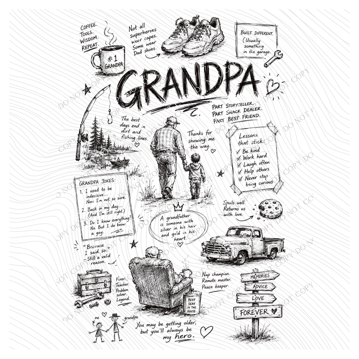 All about Grandpa Sketch Digital Design, PNG