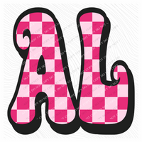 AL Alabama  Retro Checkers in Pinks Digital Design, PNG