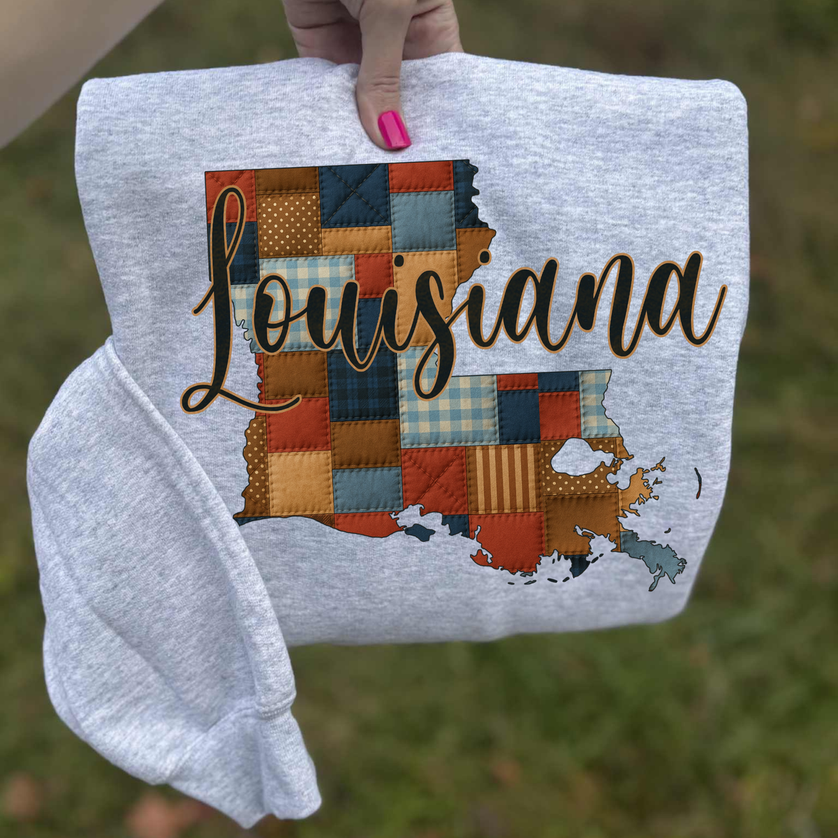 Louisiana Quilted Script State Digital Design, PNG