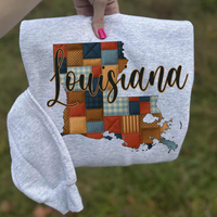 Louisiana Quilted Script State Digital Design, PNG