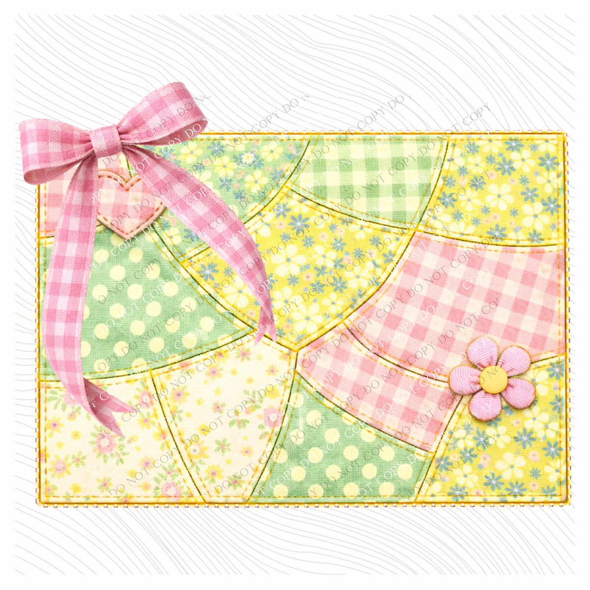 Colorado Spring Tones Quilted Faux State Patch with Bow Digital Design, PNG