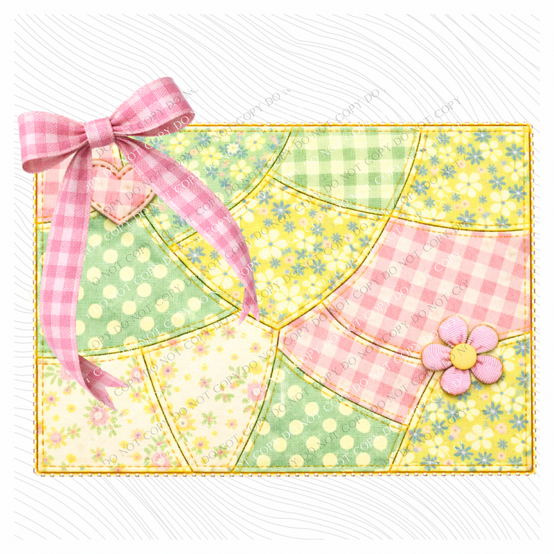 Colorado Spring Tones Quilted Faux State Patch with Bow Digital Design, PNG