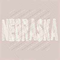 Nebraska Scribble in Cream White Digital Design, PNG