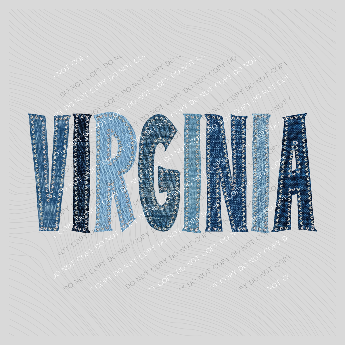 Virginia Denim Patch Stitched Digital Design, PNG