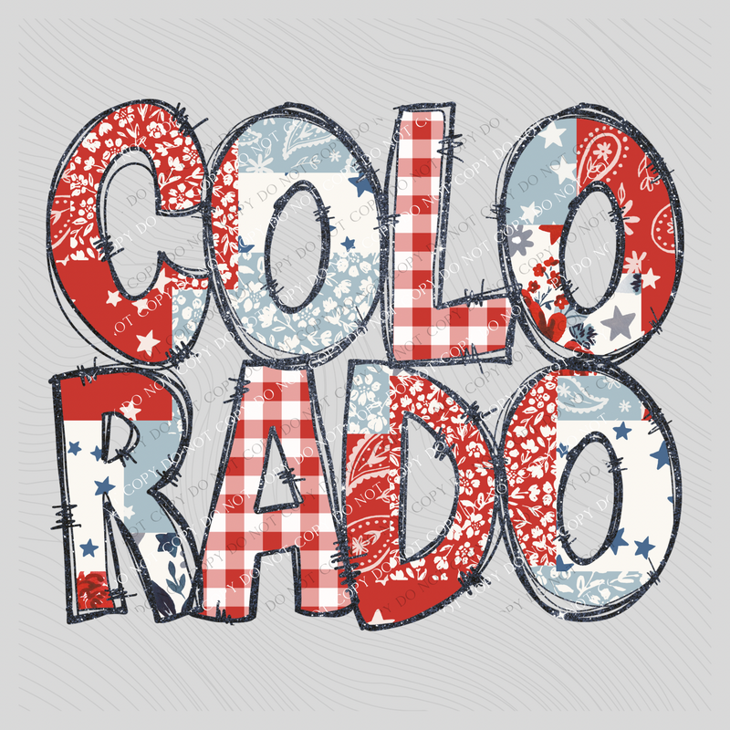 Colorado Doodle Patch & Glitter Digital Design, PNG