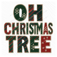 Oh Christmas Tree Tartan Plaid Patterns Faux Patch Digital Download, PNG
