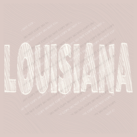 Louisiana Scribble in Cream White Digital Design, PNG