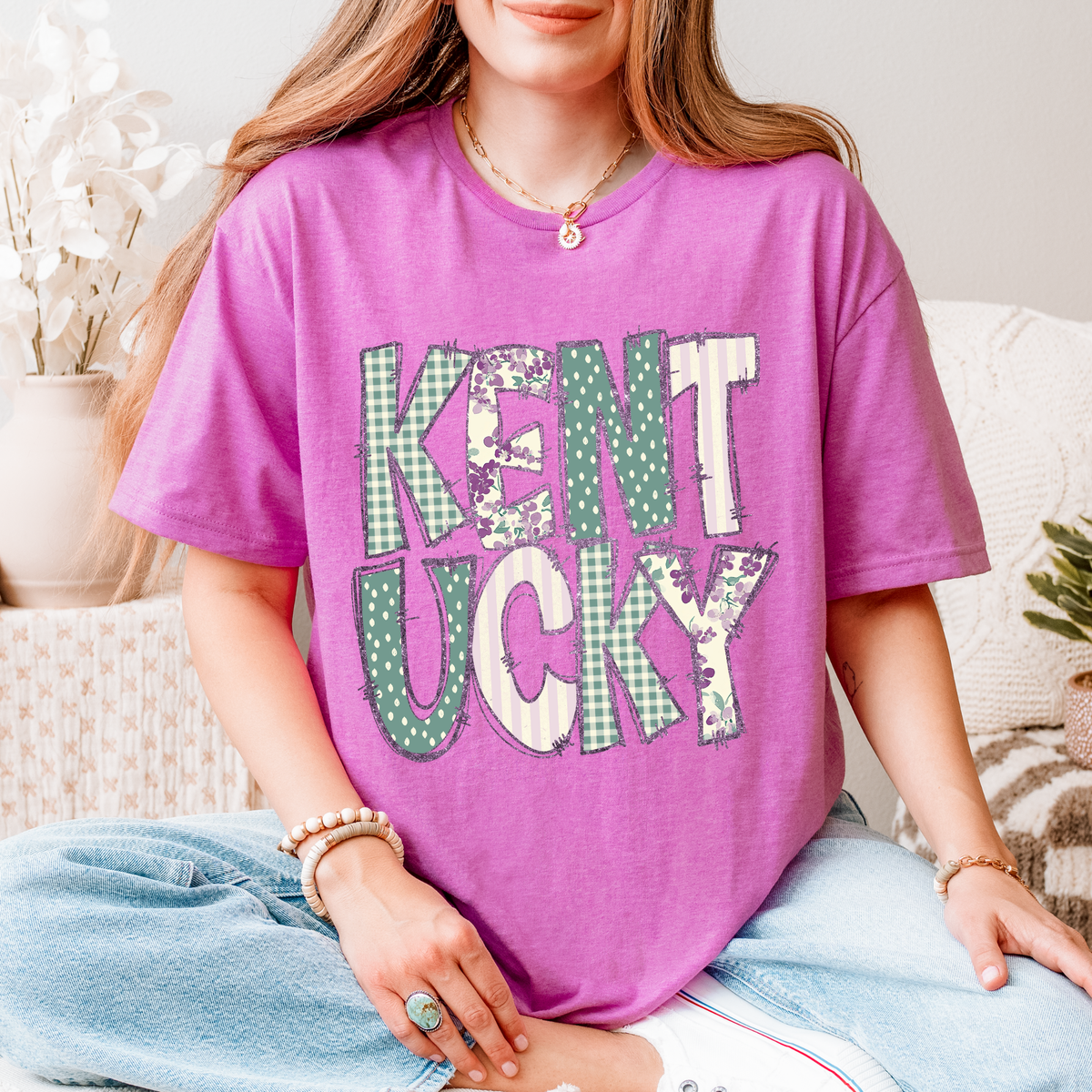 Kentucky Floral & Glitter Doodle Digital Design, PNG