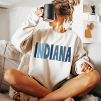 Indiana Denim Patch Stitched Digital Design, PNG