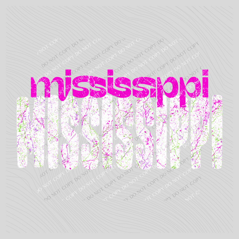 Mississippi Crackle in Neons & White Digital Design, PNG